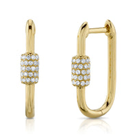 Shy Creation 14Kt Yellow Gold Lock Clasp Diamond Hoop Earrings