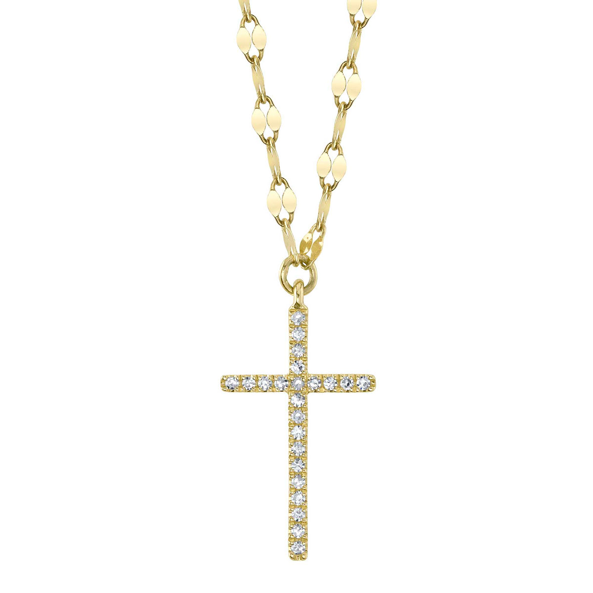 Shy Creation 14Kt Yellow Gold Natural Diamond Cross Pendant