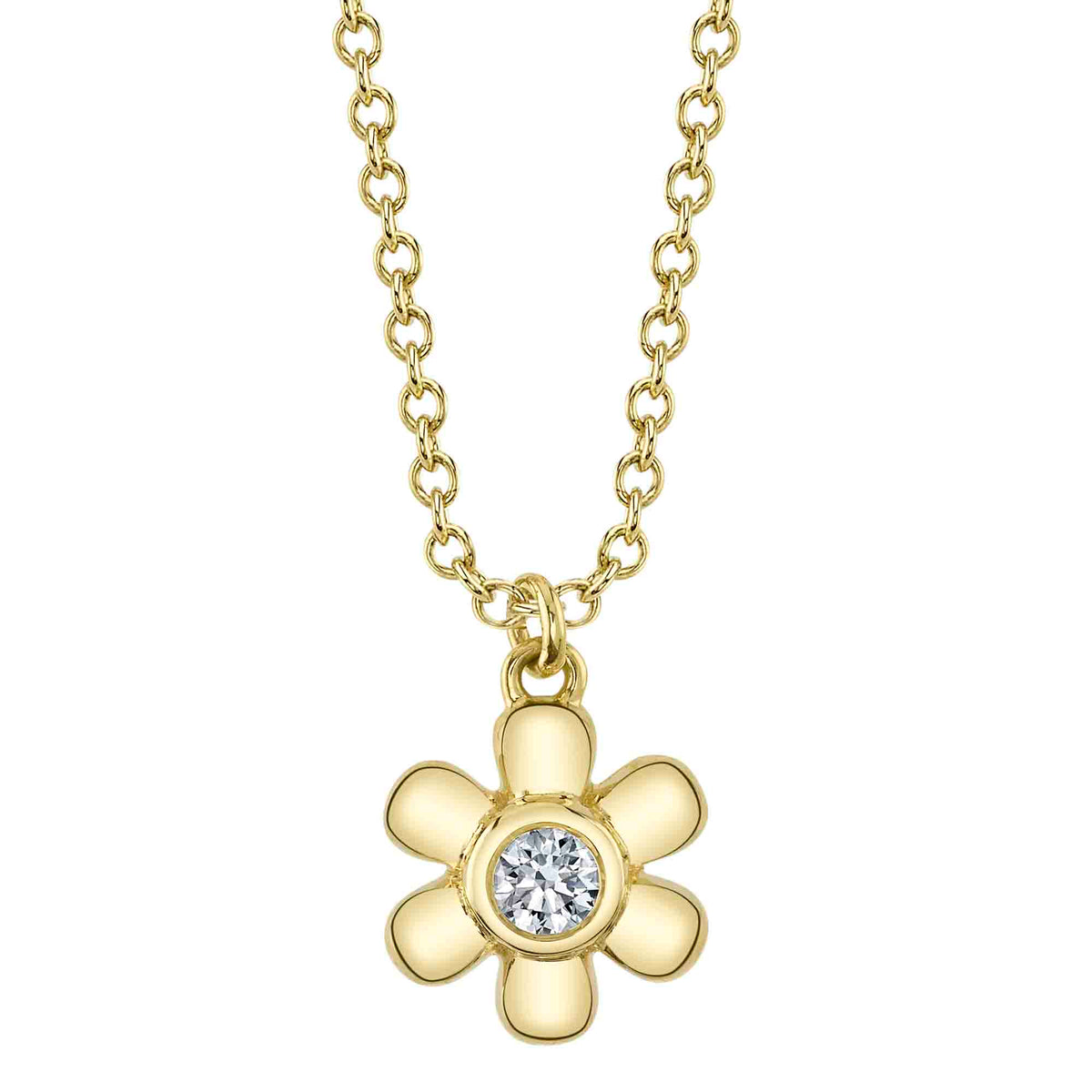 Shy Creation 14Kt Yellow Gold Bezel Flower Pendant