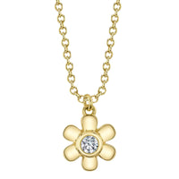 Shy Creation 14Kt Yellow Gold Bezel Flower Pendant