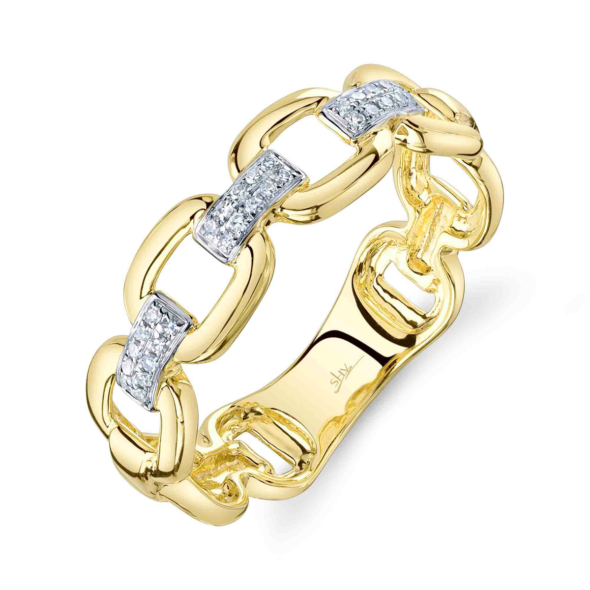Shy Creation 14Kt Yellow Gold Diamond Link Fashion Ring