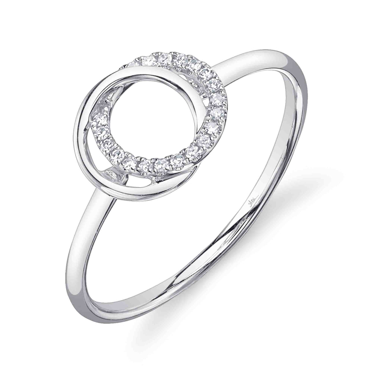 Shy Creation 14Kt White Gold You and Me Intersecting Circle Ring