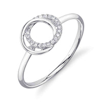 Shy Creation 14Kt White Gold You and Me Intersecting Circle Ring