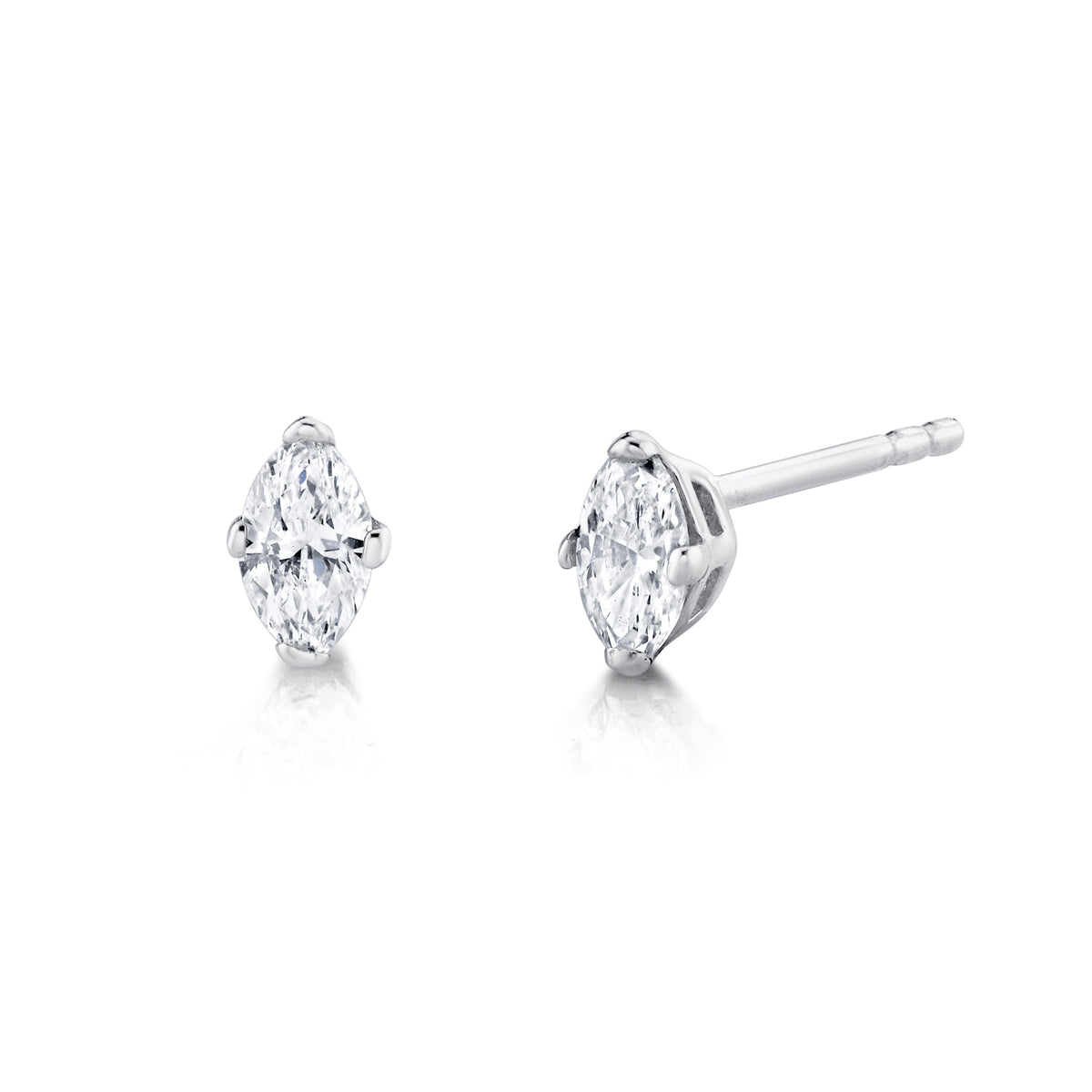 14Kt White Gold 0.25cttw Marquise Natural Diamond Stud Earrings