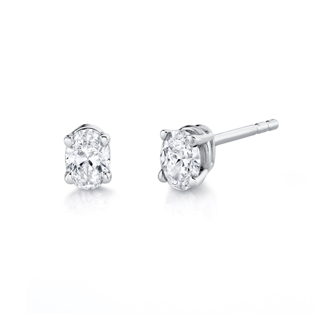 14Kt White Gold 0.25cttw Oval Natural Diamond Stud Earrings