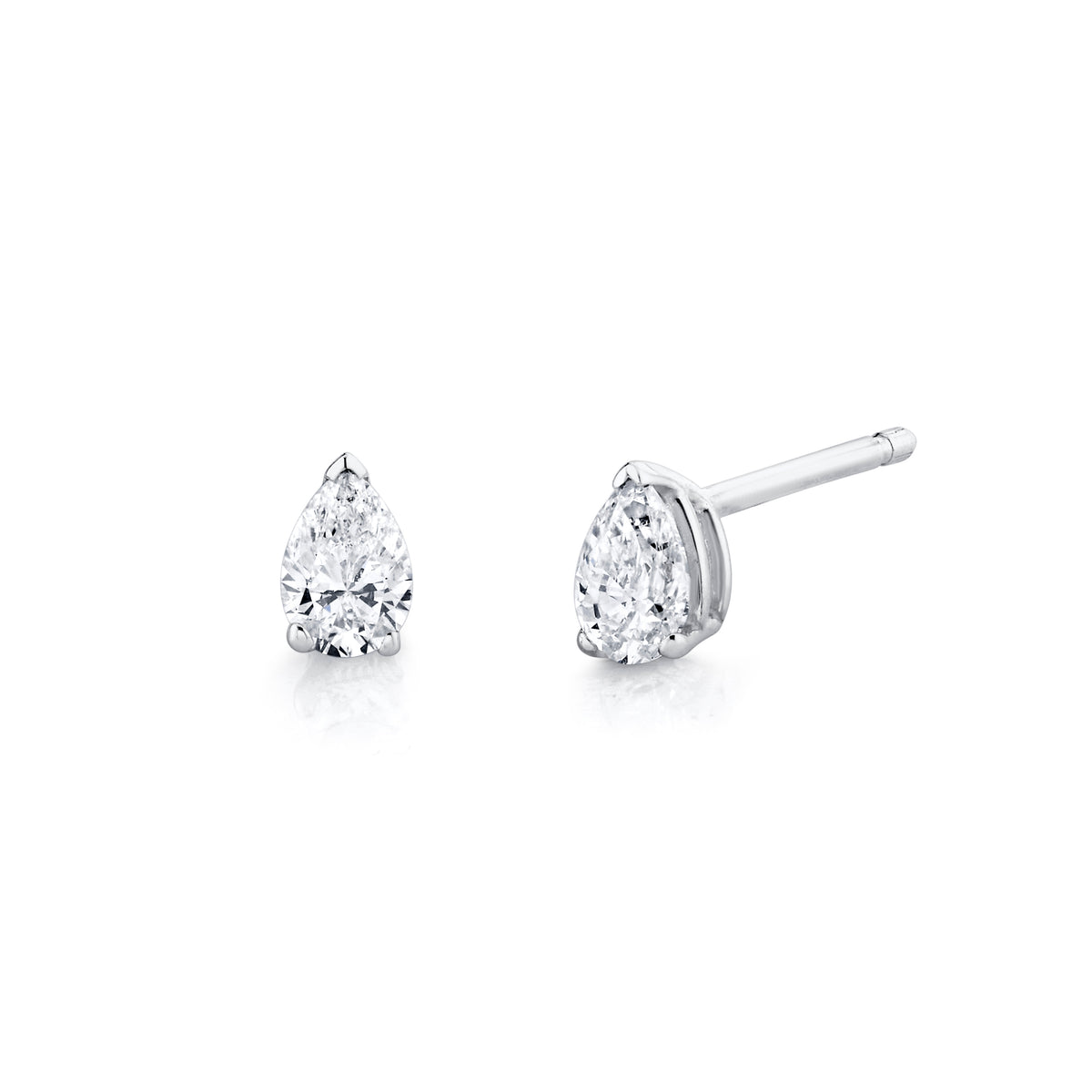 14Kt White Gold 0.25cttw Pear-Shape Natural Diamond Stud Earrings