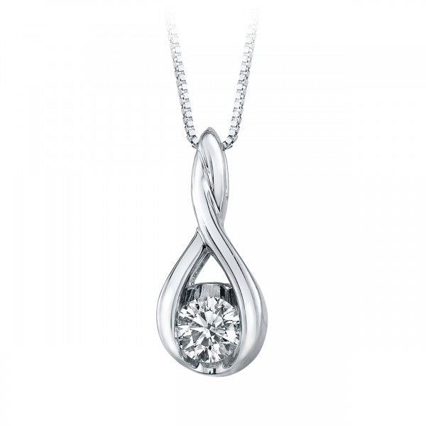 Weave Solitaire Pendant In 10Kt White Gold  With .15cttw Natural Diamond