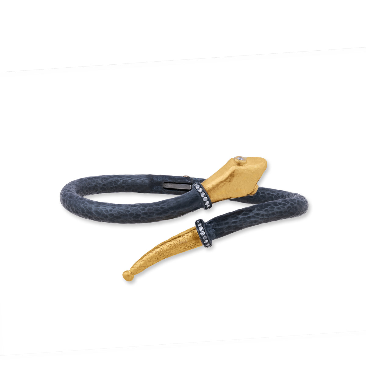 Lika Behar 24K Fusion Gold & Oxidized Sterling Silver Diamond Snake Bracelet