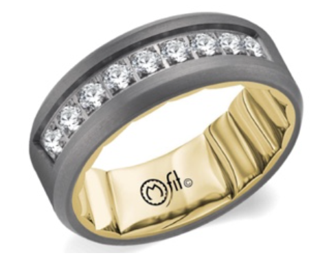 M-Fit 14Kt Yellow Gold And Tantalum 7.5mm 0.87cttw Anniversary Band