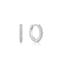 Ania Haie Sterling Silver Round Hoop Earrings with Cubic Zirconia