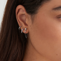 Ania Haie Sterling Silver Round Hoop Earrings with Cubic Zirconia