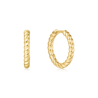 Anie Haie 14Kt Gold Overlay Texture Medium 12mm Huggie Hoop Earrings