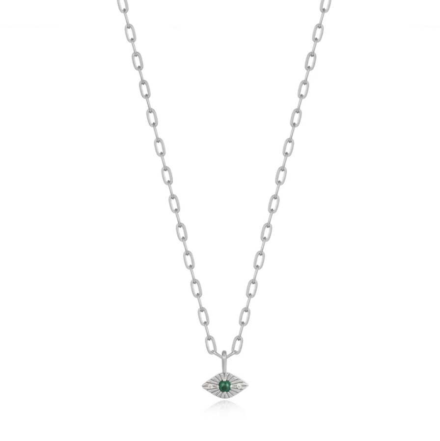 Ania Haie Sterling Silver Malachite Evil Eye Necklace