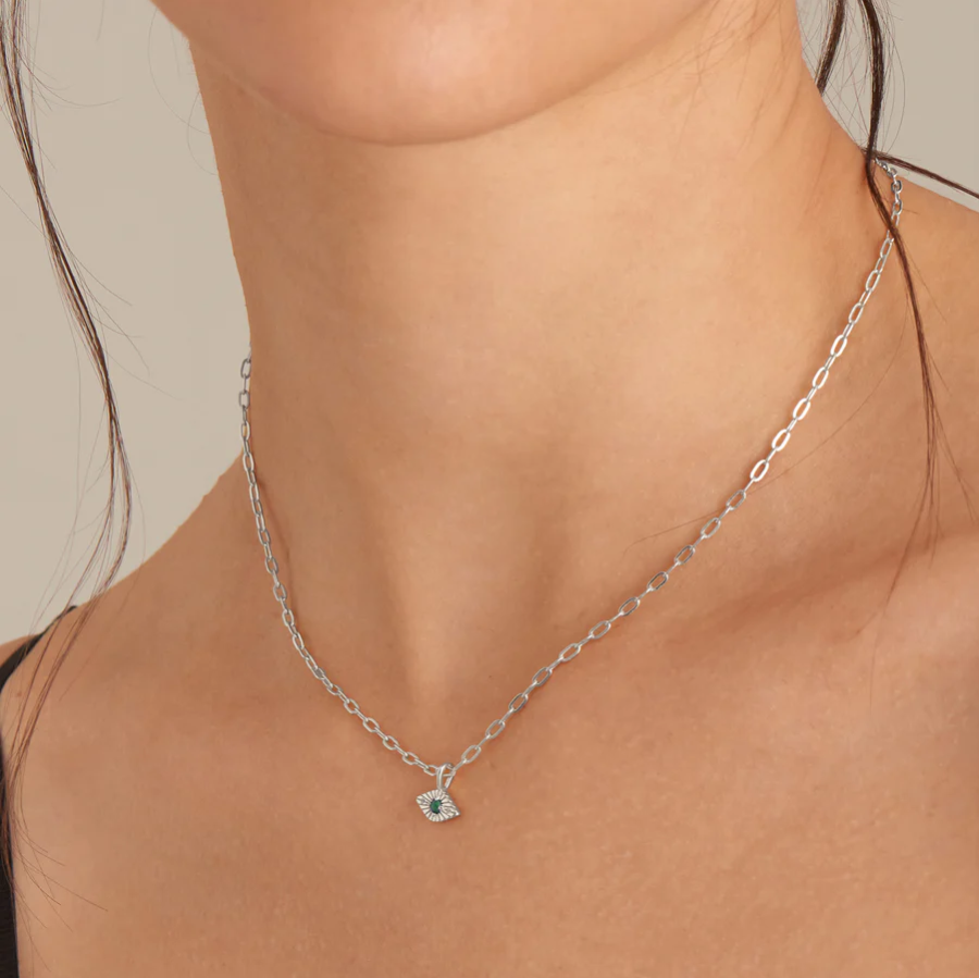Ania Haie Sterling Silver Malachite Evil Eye Necklace