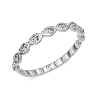My Caroline 14Kt White Gold Scalloped Diamond Band With .34cttw Natural Diamonds