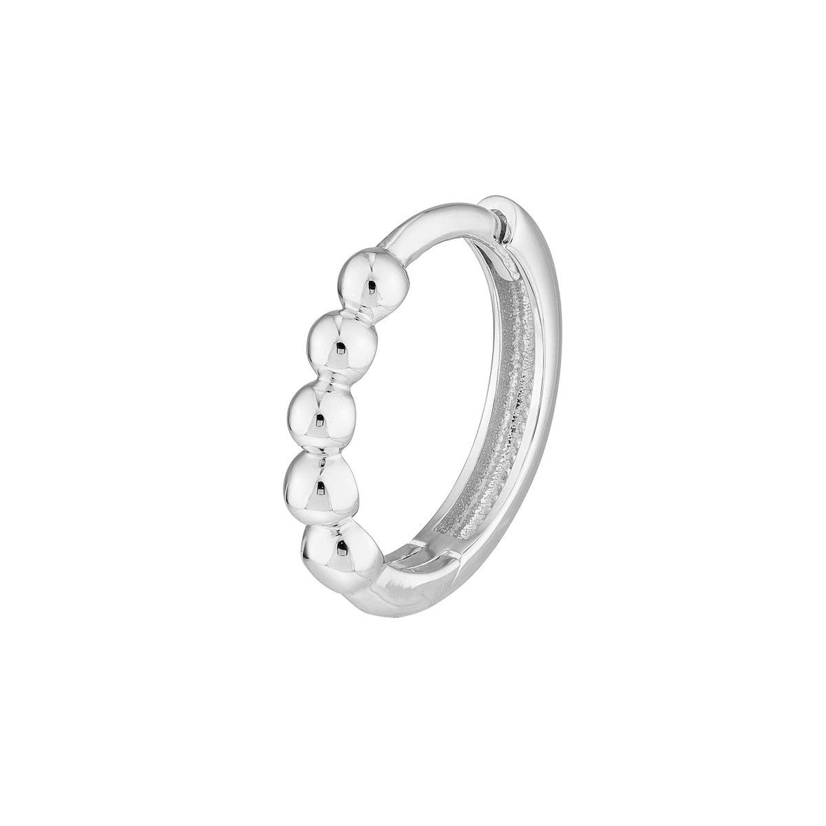14Kt White Gold Beaded Huggie Hoop Earrings