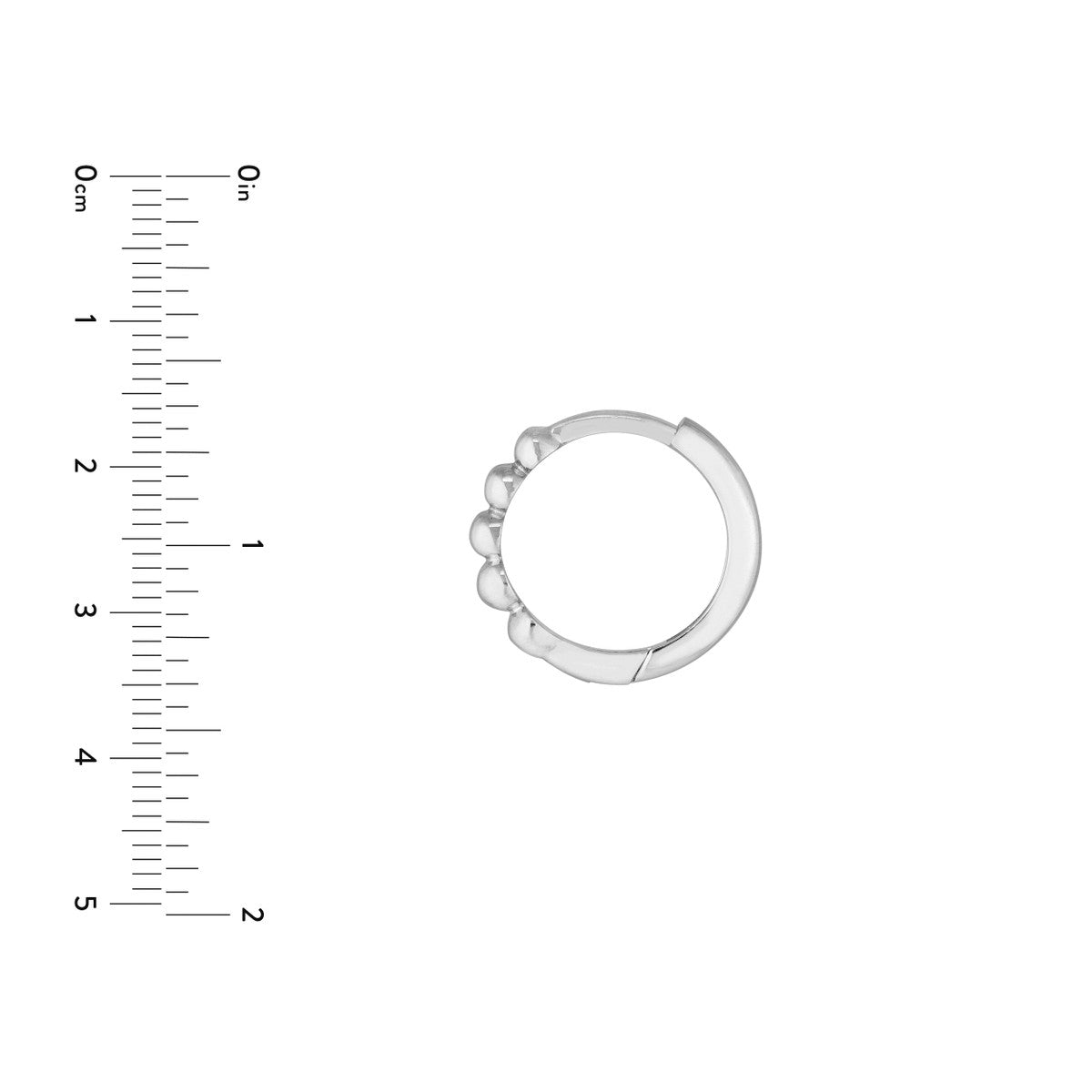 14Kt White Gold Beaded Huggie Hoop Earrings