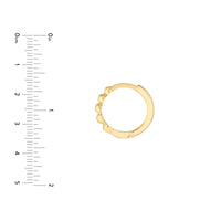14Kt Yellow Gold 12mm Mini Beaded Huggie Earrings