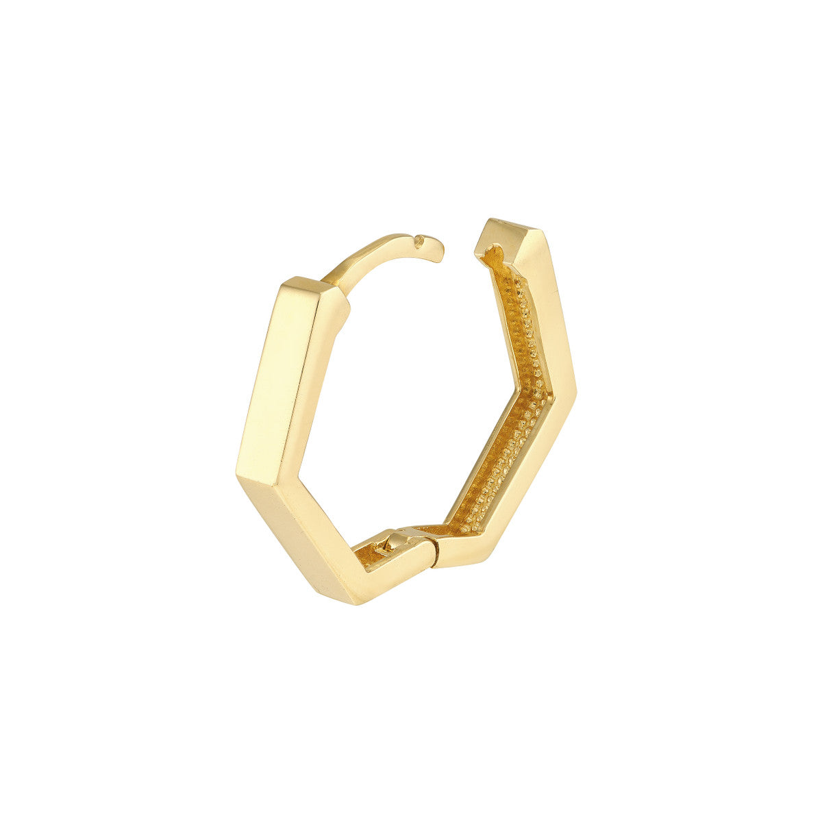 14Kt Yellow Gold 16mm Pentagon Huggie Hoop Earrings