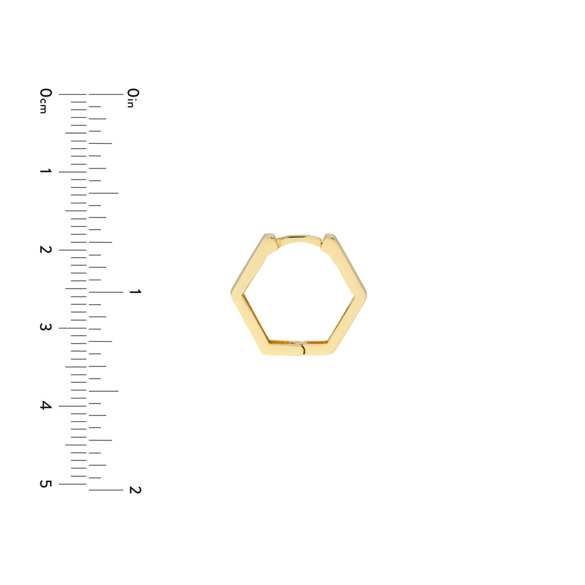 14Kt Yellow Gold 16mm Pentagon Huggie Hoop Earrings