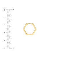 14Kt Yellow Gold 16mm Pentagon Huggie Hoop Earrings