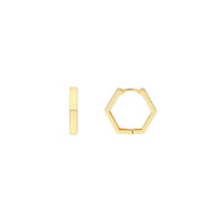 14Kt Yellow Gold 16mm Pentagon Huggie Hoop Earrings