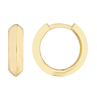 14Kt Yellow Gold Knife Edge Polished Huggie Hoop Earrings