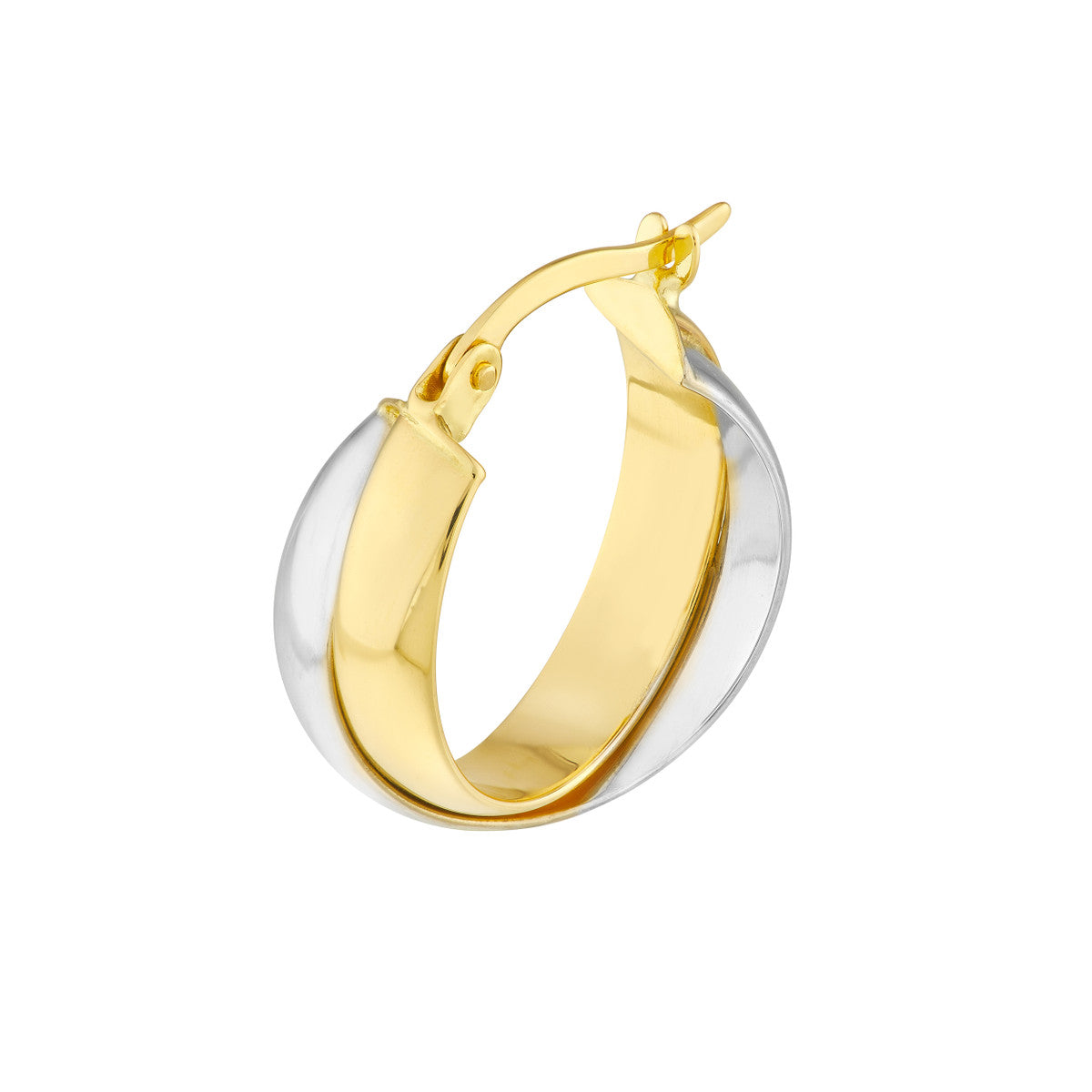 14Kt Yellow & White Gold Round Hoop Earrings