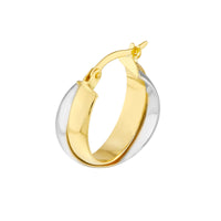 14Kt Yellow & White Gold Round Hoop Earrings