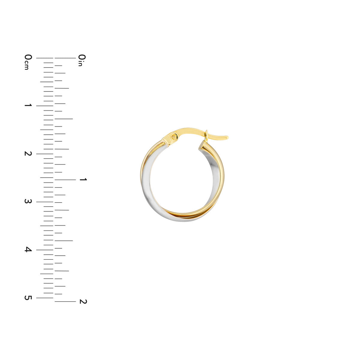 14Kt Yellow & White Gold Round Hoop Earrings