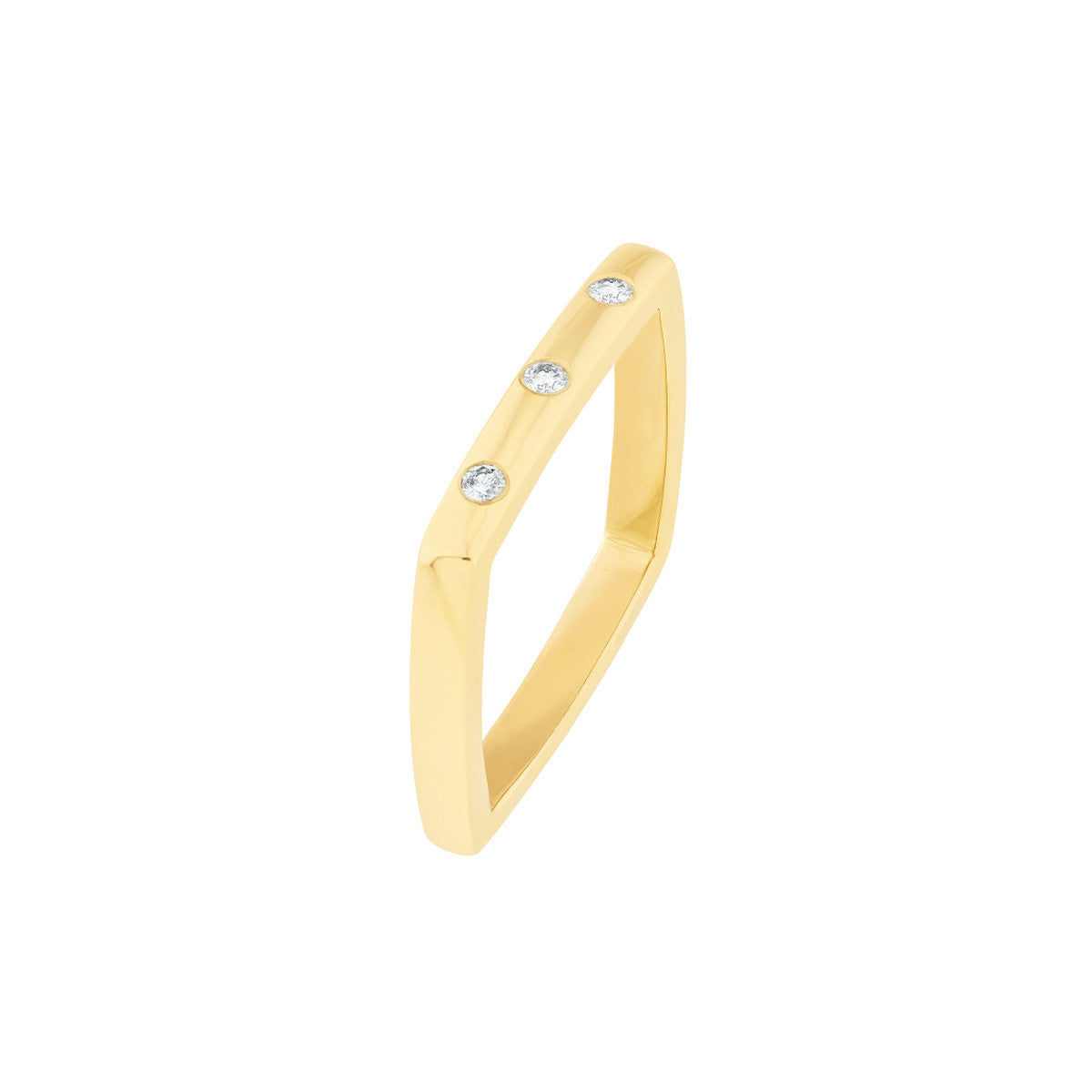 14Kt Yellow Gold Bold Diamond Square Band Ring