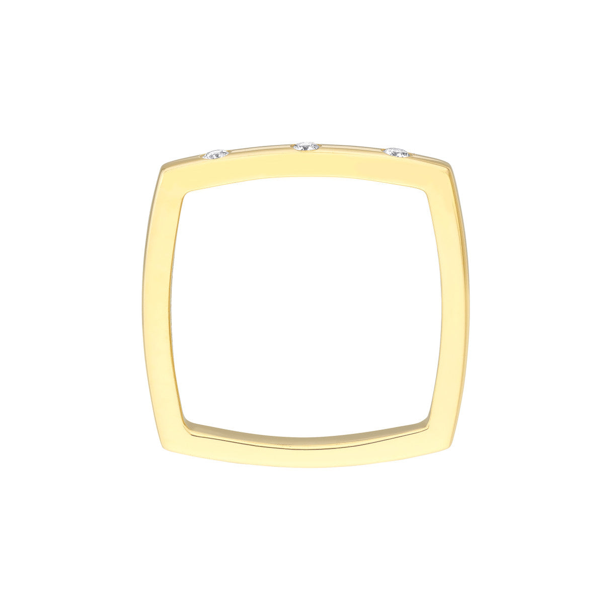 14Kt Yellow Gold Bold Diamond Square Band Ring