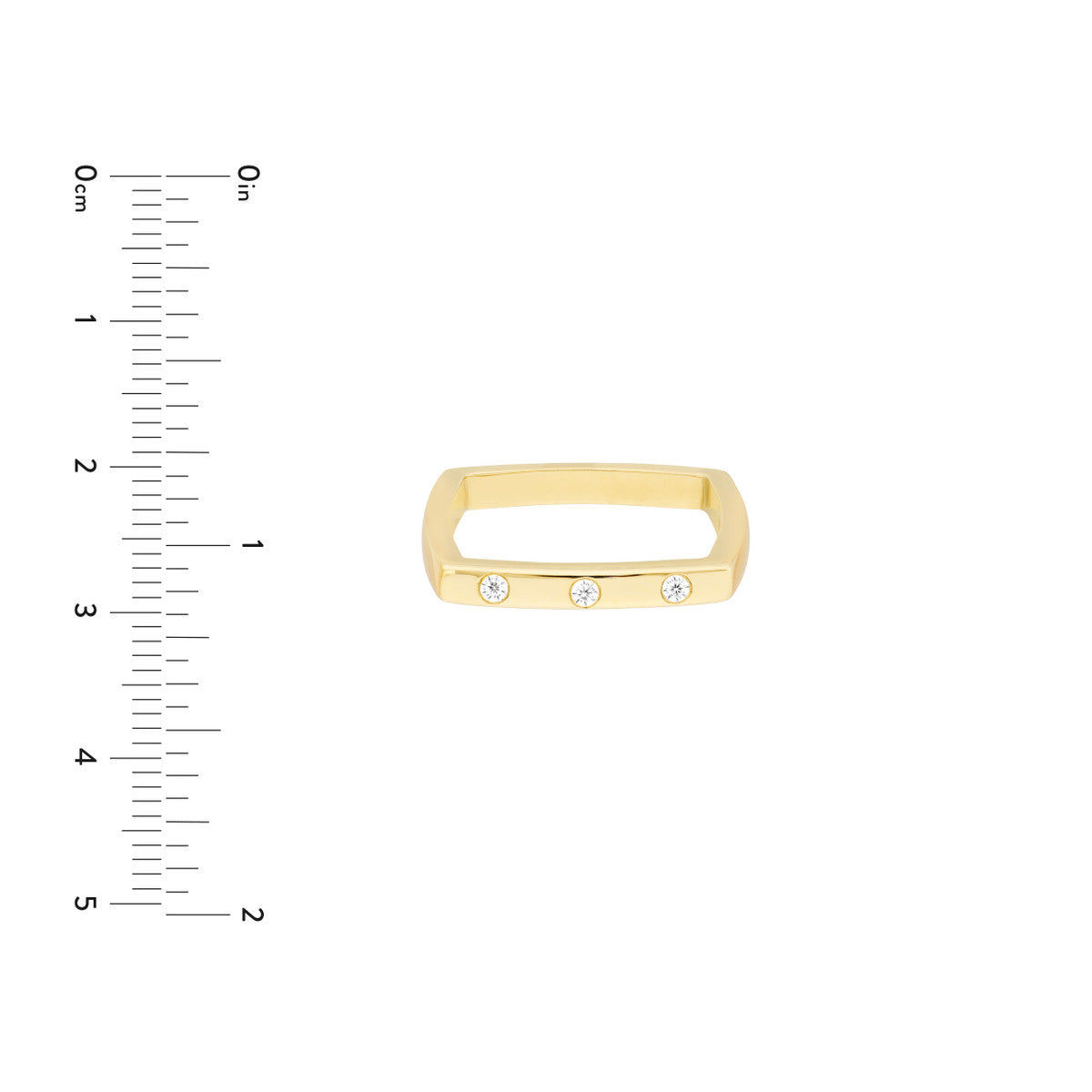 14Kt Yellow Gold Bold Diamond Square Band Ring