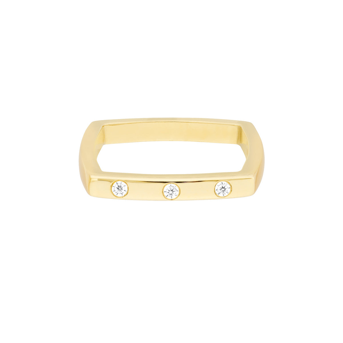14Kt Yellow Gold Bold Diamond Square Band Ring