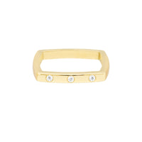 14Kt Yellow Gold Bold Diamond Square Band Ring