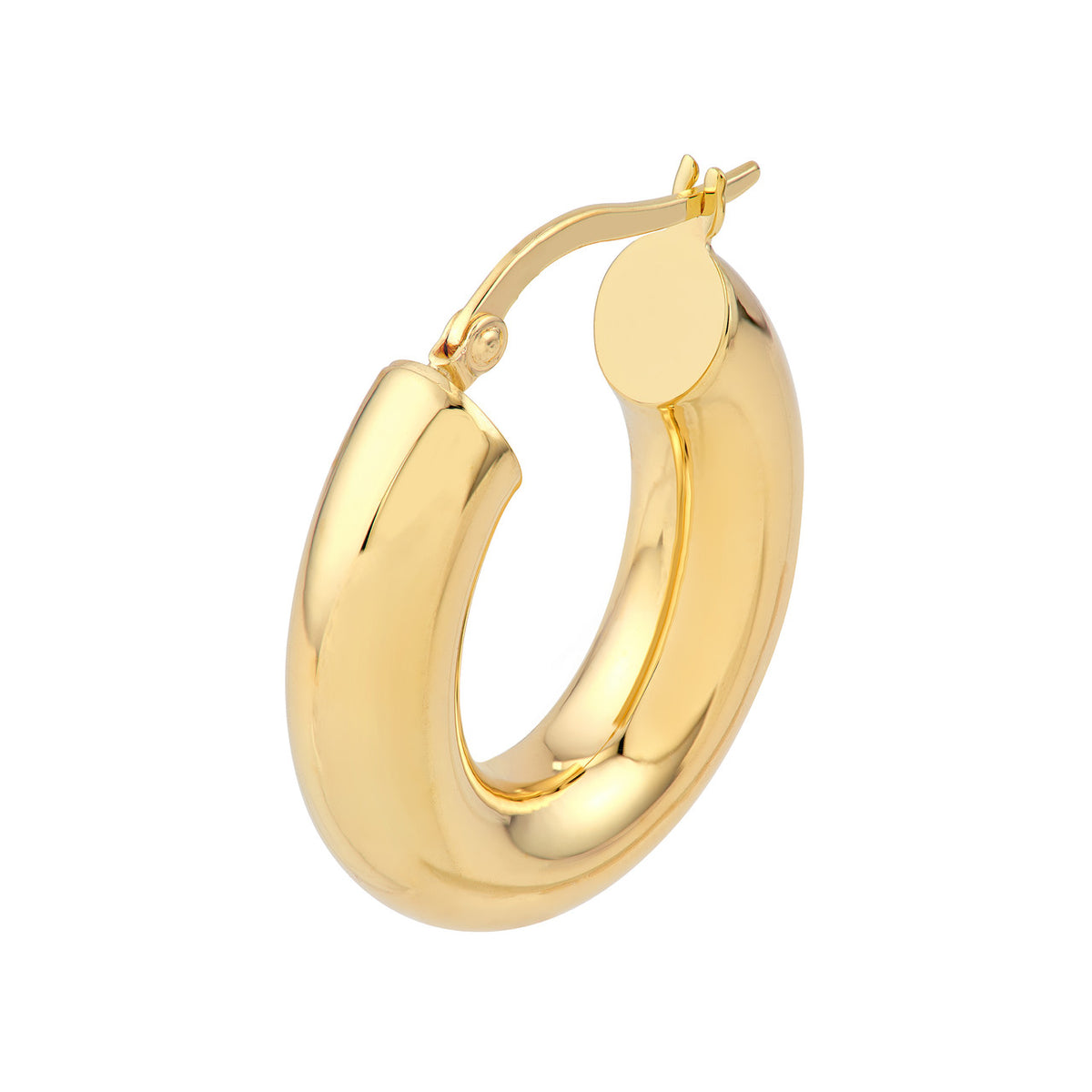 14Kt Yellow Gold 6mm Puffy Oval Polished Hoop Earrings