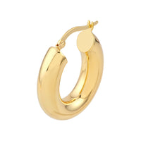 14Kt Yellow Gold 6mm Puffy Oval Polished Hoop Earrings