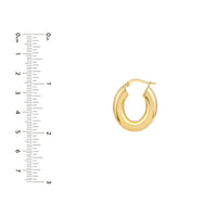 14Kt Yellow Gold 6mm Puffy Oval Polished Hoop Earrings