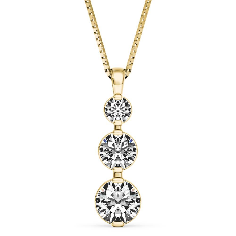 Past, Present, Future 3-Stone Pendant in 14Kt Yellow Gold with 3.25cttw Round Natural Diamonds (I Color - SI2 Clarity) on 18" Box Chain
