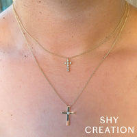 Shy Creation 14Kt Yellow Gold Cross Necklace