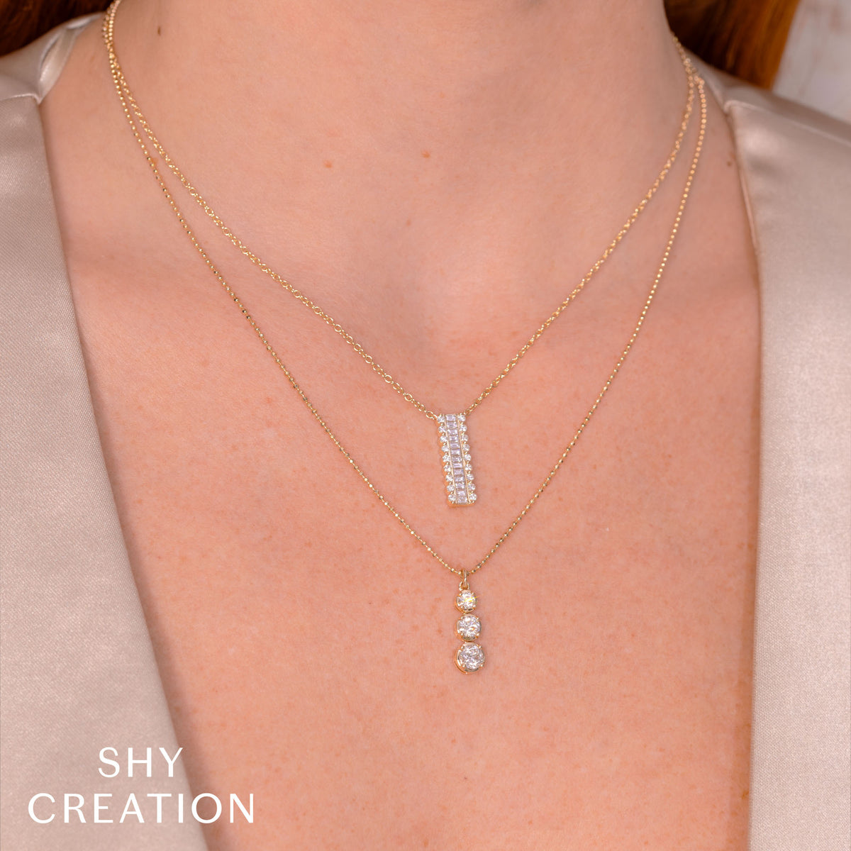 Shy Creation 14Kt Yellow Gold Diamond Crown Setting Pendant