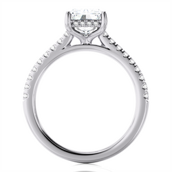 Lasker's Big Rocks Lab-Grown Diamond Collection Hidden Halo Ring in 14Kt White Gold with 3.09ct Radiant Cut Center Diamond