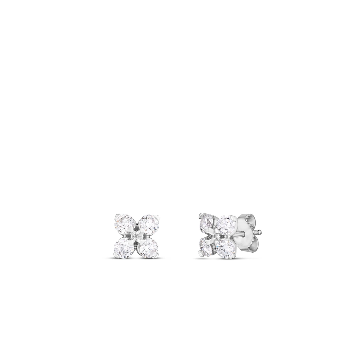 Roberto Coin 18Kt White Gold Love in Verona 0.54cttw Round Natural Diamond Flower Stud Earrings