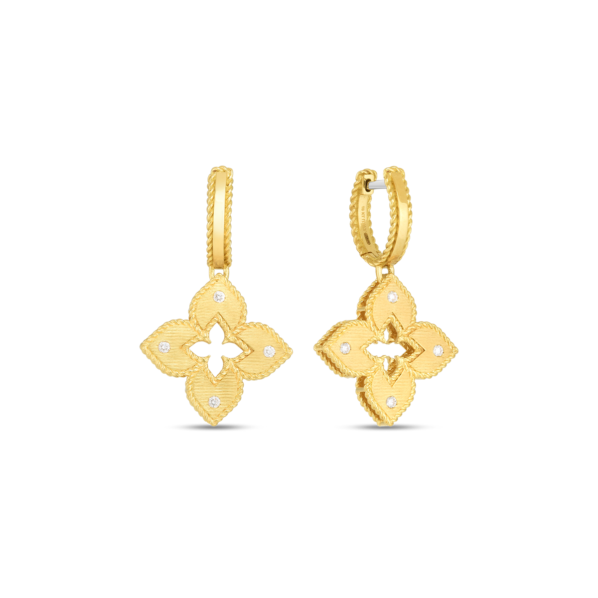 Roberto Coin 18Kt Yellow Gold Venetian Princess 0.10cttw Natural Diamond Drop Earrings