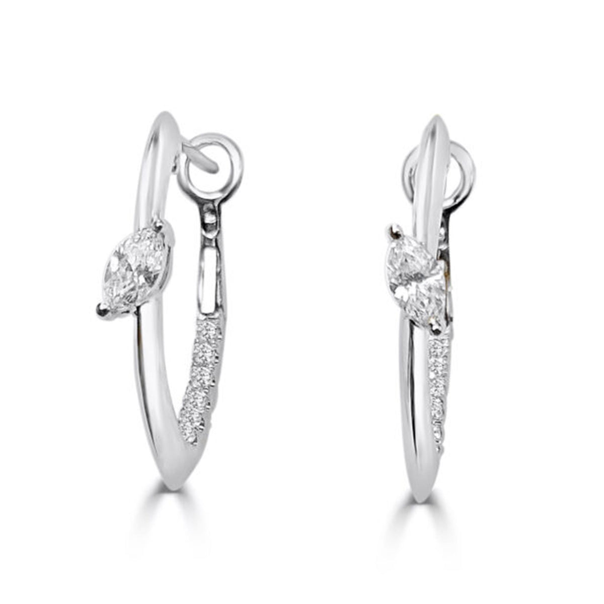 Frederic Sage Slanted Marquise Hoop Earrings with 0.44cttw Natural Diamonds