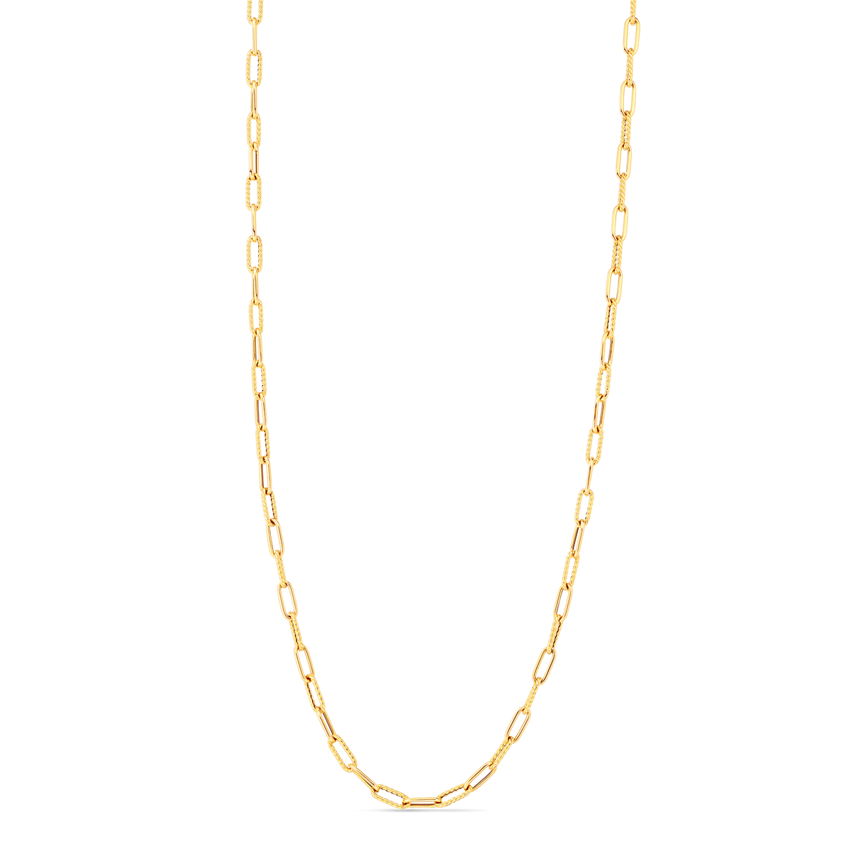 Roberto Coin 17" 18K Yellow Gold Polished and Fluted Paperclip Chain
