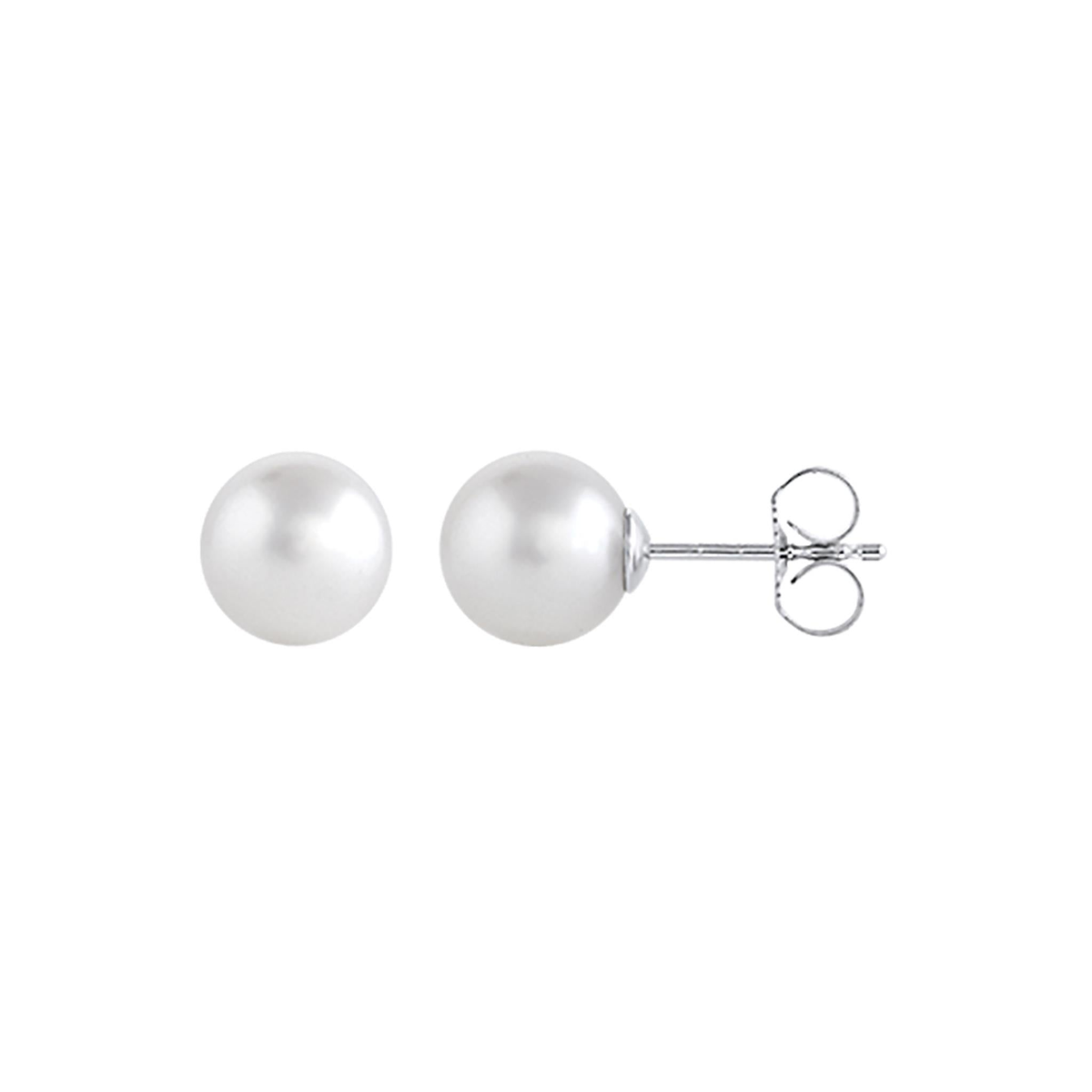 14Kt White Gold Stud Earrings with 8mm Akoya Cultured Pearl