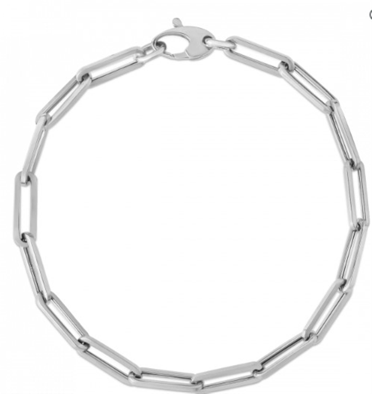 14Kt White Gold Paperclip Link Bracelet