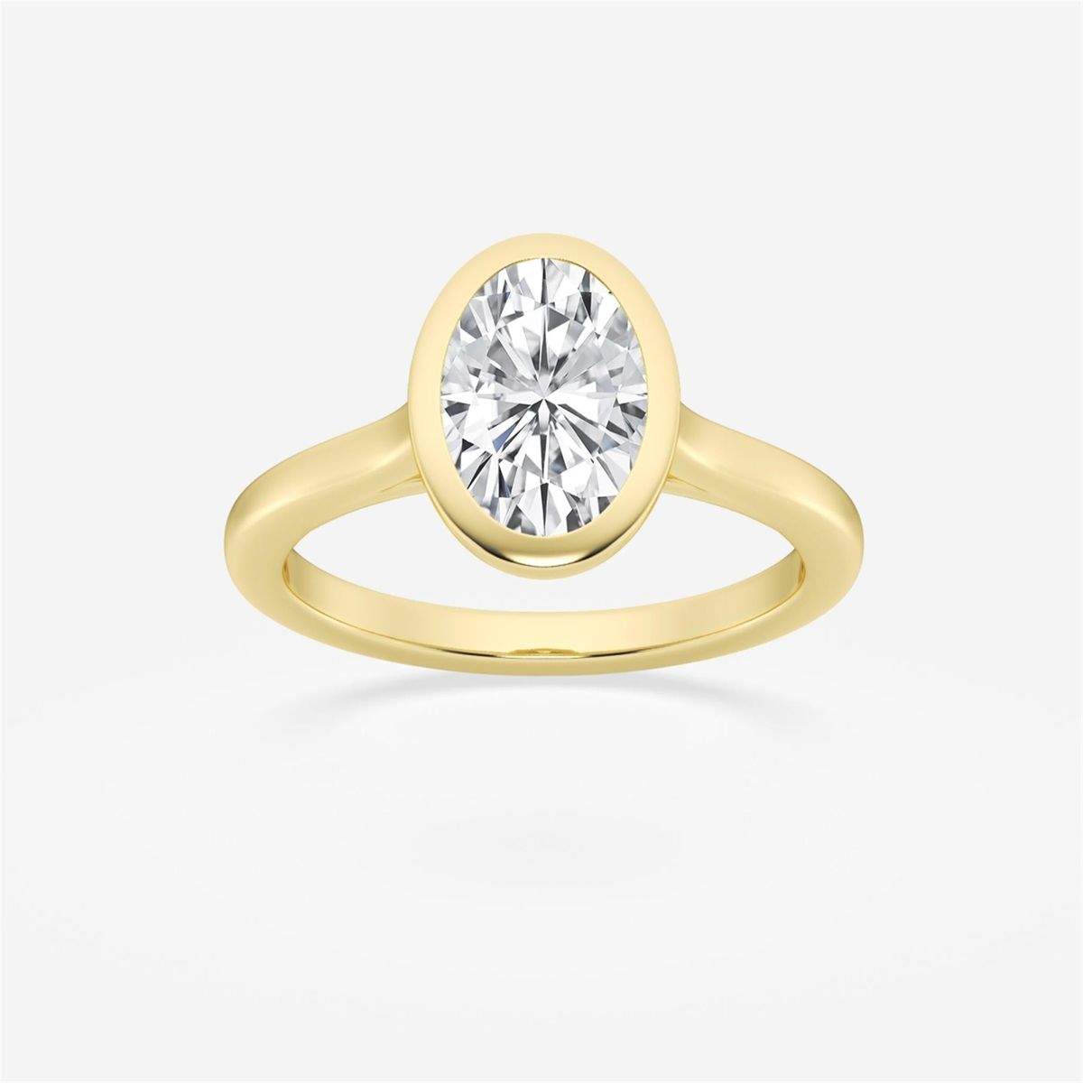 14Kt Yellow Gold Bezel-Set 2.01ct Oval Center Natural Diamond Engagement Ring