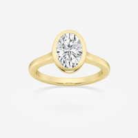 14Kt Yellow Gold Bezel-Set 2.01ct Oval Center Natural Diamond Engagement Ring